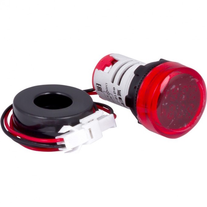 Индикатор значения тока и напряжения EKF PROXIMA ED16-22AVD 100А красный, в комплекте с трансформатором тока ed16-22avd-r