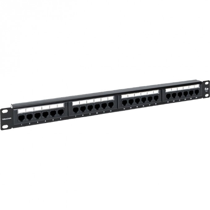 Патч-панель EKF TERACOM 19'' Cat.5E 1U неэкранированная UTP 24 порта RJ-45 110 IDC с органайзером TRC-PPNL-5EUTP-C1U24