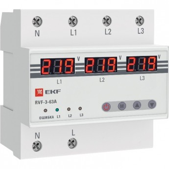 Реле выбора фаз с дисплеем EKF PROXIMA RVF-3-63А Реле выбора фаз с дисплеем EKF PROXIMA RVF-3-63А