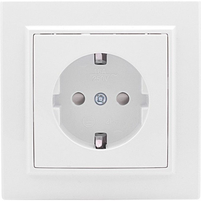 Розетка 1-местная EKF BASIC МИНСК СП с заземлением 16А белая с защ. штор. ERR16-028-100