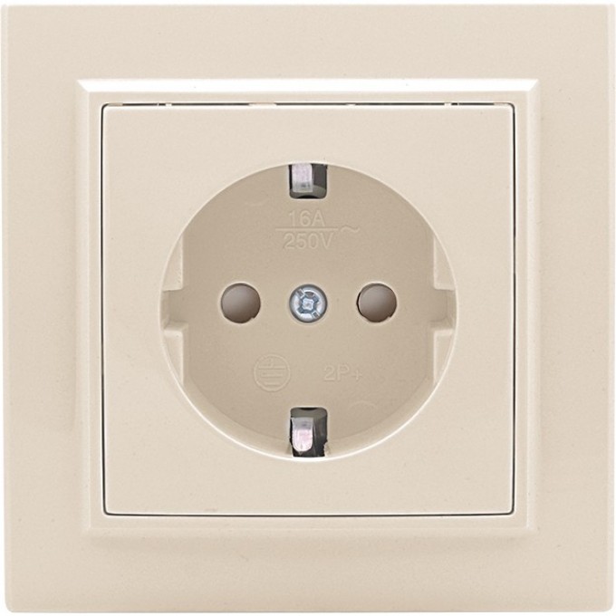 Розетка одноместная EKF СП с заземлением 16А бежевый с защитными шторками Минск ERR16-028-200
