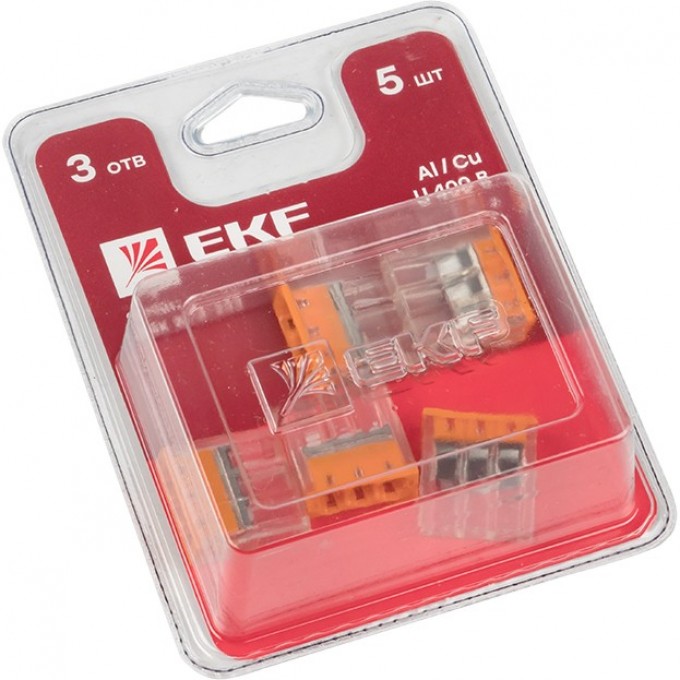 Строительно-монтажная клемма EKF PROXIMA СМК 2273-243 (с пастой) 3 отверстия 0,5-2.5 мм2 блистер (5шт.) plc-smk-2273-243b