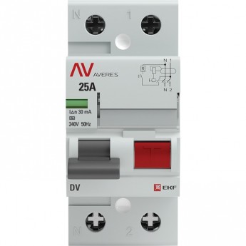 Устройство защитного отключения УЗО EKF AVERES DV 2P 25А/ 30мА (AC)