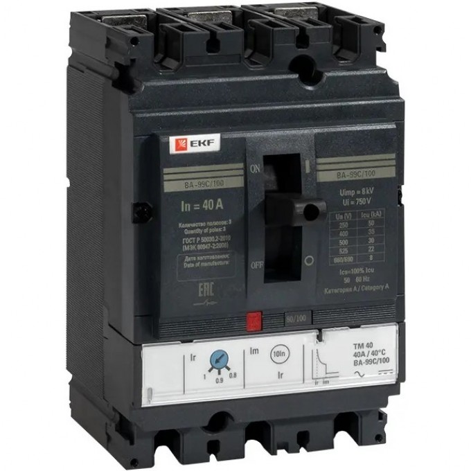 Выключатель автоматический EKF ВА-99С/100 40А 36кА РЭ400А mccb99C-100-40